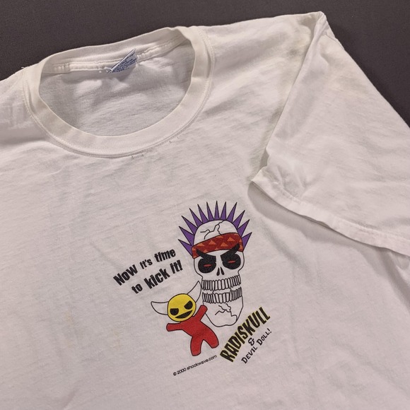 VINTAGE Radiskull & Devil Doll Shirt Mens 2XL Made USA Shockwave Graphic 00s Y2K - Picture 1 of 14